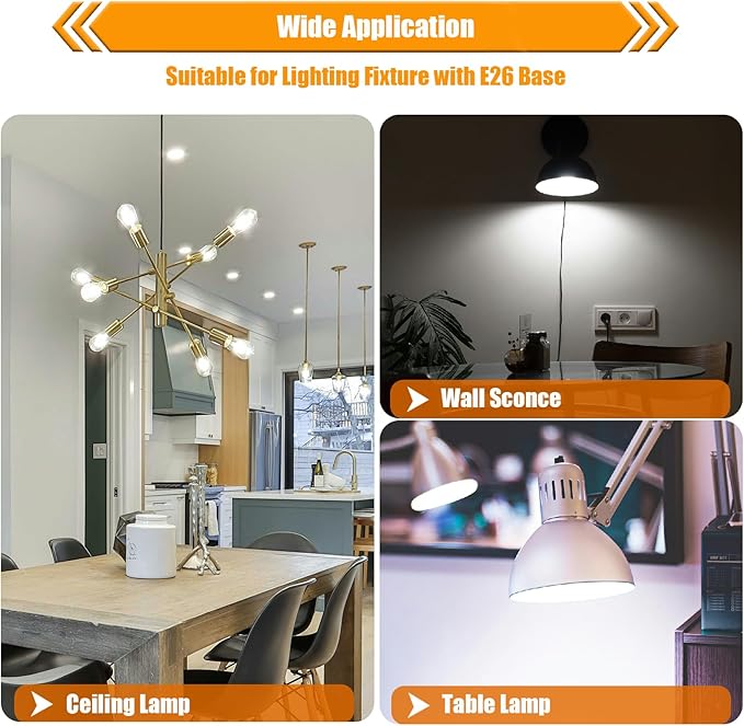 16 Pack LED Edison Bulbs 40W Equivalent, Dimmable 4W LED Filament Bulb, 5000K Daylight ST19 Light Bulb, 450LM E26 Vintage Bulbs for Ceiling Light Fixtures