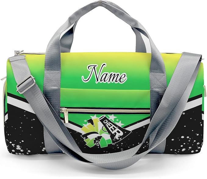 Cheer Cheerleader Personalized Duffel Bag Customized Yoga Sport Bags with Name Travel Duffel Bag Shoulder Bag Tea Green Weekender Bags with Shoe Compartments