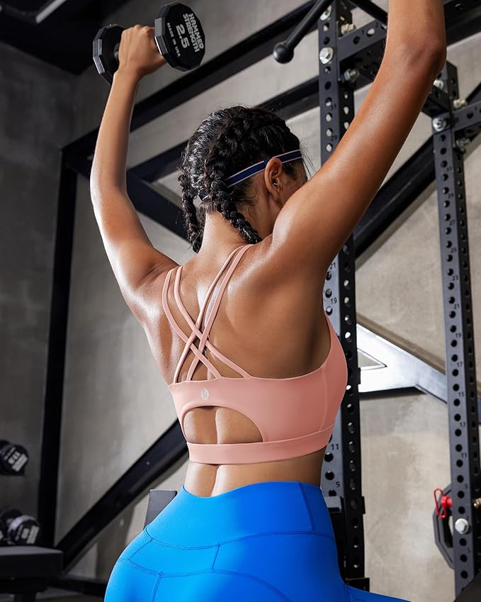 RUNNING GIRL Sports Bras for Women,Padded Sports Bra Tank Top Sexy Crisscross Back High Impact Longline Workout Yoga Bra