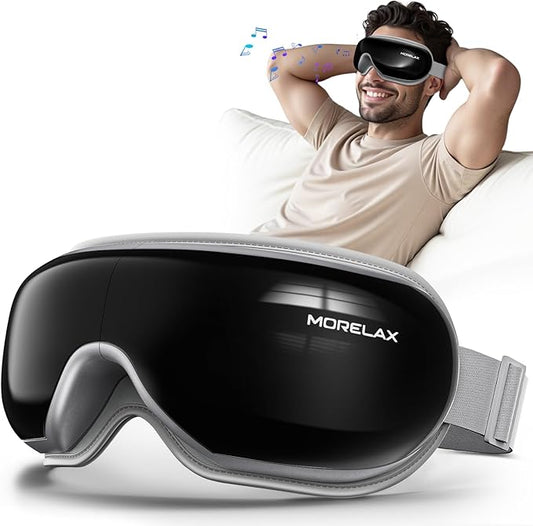 Morelax Eye Massager with Heat & Bluetooth Music, Birthday Gifts for Women, Reduce Eye Strain, Headache Relief and Improve Sleep, Eye Care Gift（Black）