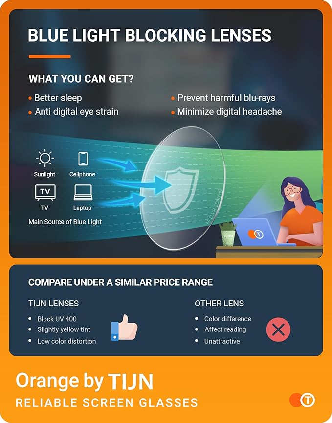 TIJN Sleep Glasses for 99% Blue Green Light Blocking Red Lens for Computer Gaming Screen Fatigue UV Protection