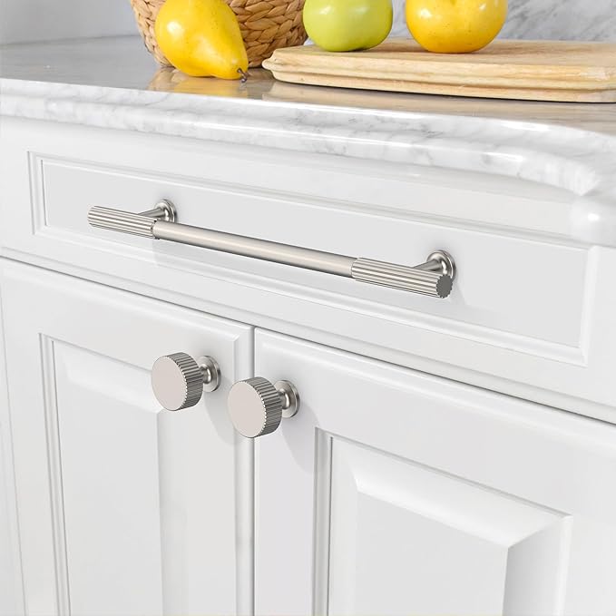 Amerdeco 10 Pack Brushed Satin Nickel Cabinet Pulls 10 Inch(254MM) Hole Centers Kitchen Cabinet Handles Hardware for Cabinets Cupboard Handles Drawer Pulls ZH0071