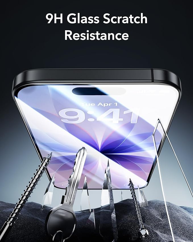 ESR 3 Pack 9H+ Glass for iPhone 17/iPhone 16 Pro Screen Protector, [Military-Grade Shatterproof], with AR Anti-Reflective Technology, Armorite Ultra-Tough Tempered Glass with Ultra Fit Tray