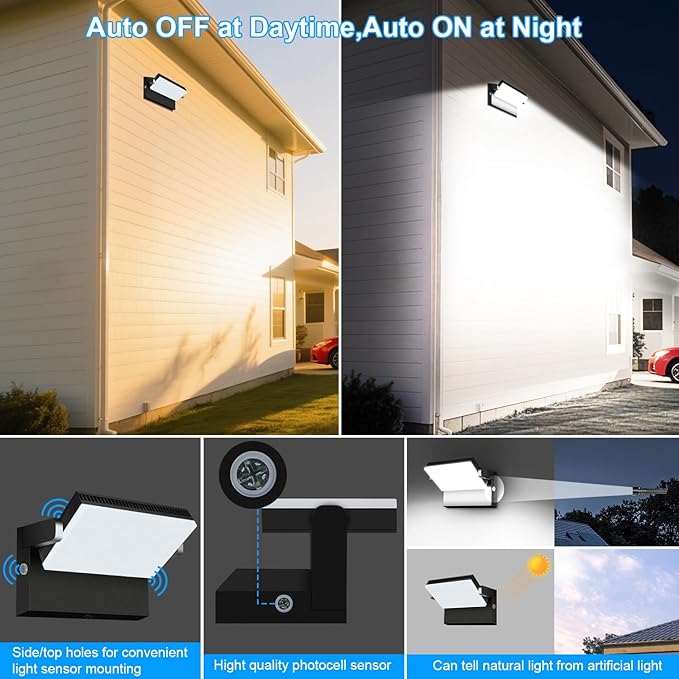ledmo 150W Outdoor Flood Lights 4 Pack LED Wall Pack Light with Photocell 360° Adjustable Wall Mount Lights 21000lm Efficient Commercial Security Lighting IP68 5000k for Above Garage Yard Park Shop