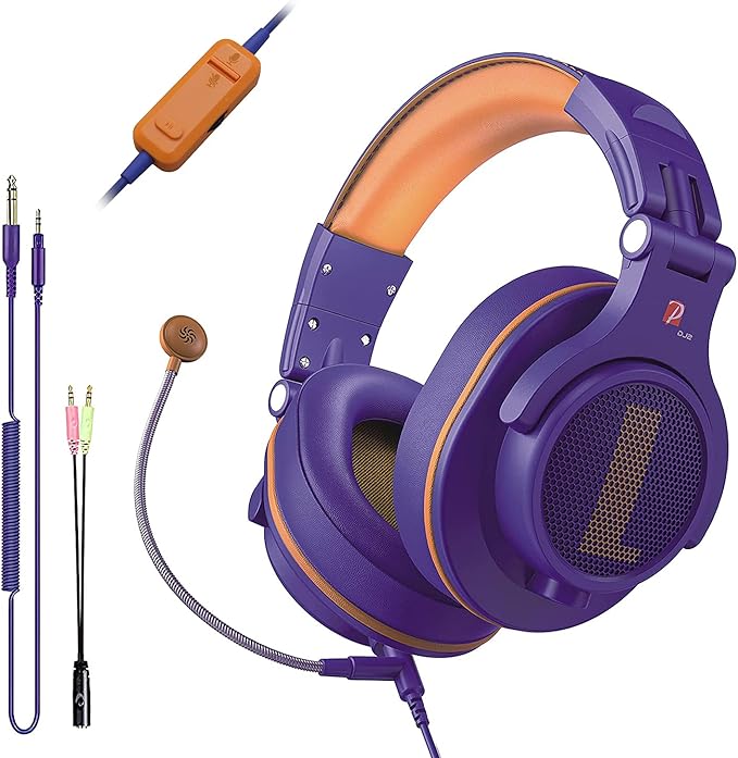 Prosonic DJ2XG Headsets with Boom Mic, Wired Over Ear Headphones for Business Meeting, Skype Zoom, PC Gaming,PS4, Xbox One, Discord, Podcast, Headset with SharePort & Volume Control (Blue)