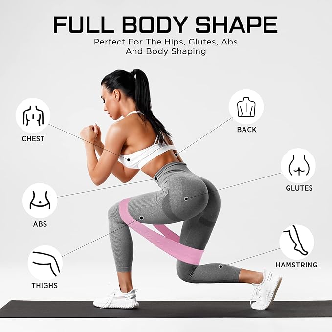 24 Pcs Fabric Resistance Bands for Working Out Strength Exercise Bands for Women Men Resistance Loop for Legs and Butt, Yoga, Pilates, Rehab, Fitness and Home