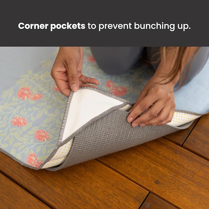 Yoga Grip Yoga Towel - Non Slip Hot Yoga Mat Towel With Corner Pockets, No-Skid Grip, and Built-in Alignment Lines | Soft, Moisture Wicking, and Sweat Absorbent | No Bunching, Stays in Place 72" x 25"