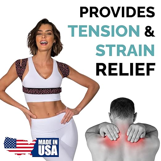 BackEmbrace Posture Corrector for Women and Men - Made in USA - Slim and Adjustable Shoulder Brace - Back Brace for Back Pain Relief - Pink Pebble M/L