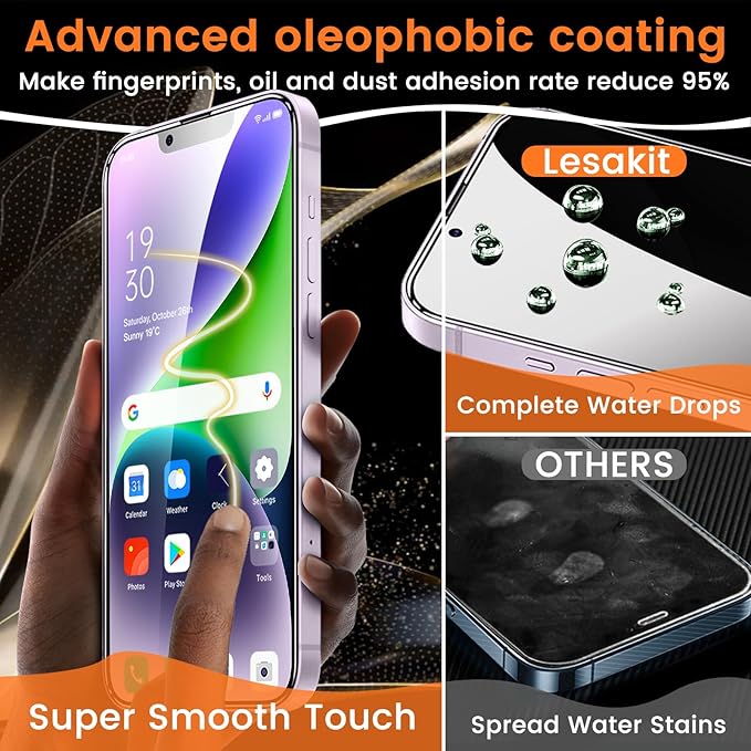 3+3 Pack Privacy Screen Protector for iPhone 14 Plus 6.7-Inch with 3 Pack Camera Lens Protector, Anti Spy Tempered Glass Film 9H Hardness Bubble Free Case Friendly