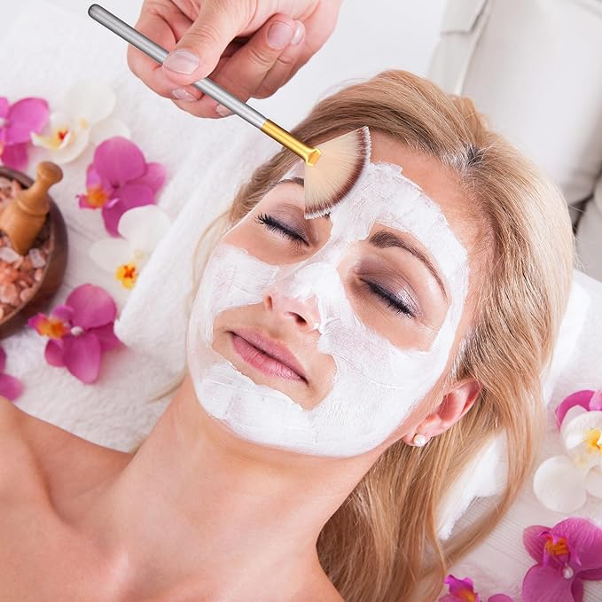 60 Pcs Fan Facial Brushes Fan Mask Soft Facial Applicator Brushes Acid Brush Cosmetic Makeup Blush Applicator Tools for Esthetician Eyeshadow Peel Mud Cream(Champagne, Black)