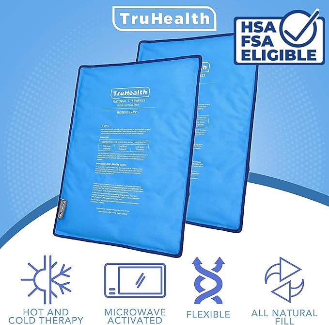 Reusable Gel Ice Packs - Extra Large Blue Set of 2 - Cold Packs for Injuries & Pain Relief - Back & Hip Hot & Cold Treatment