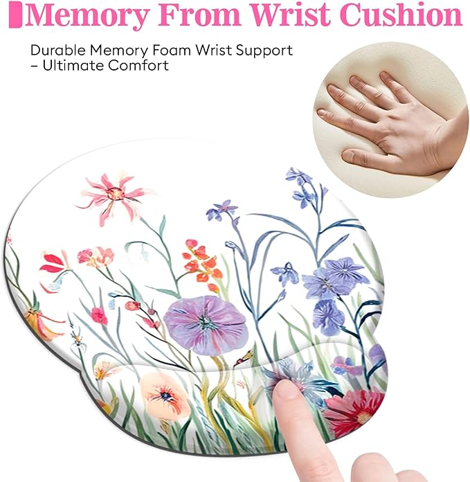 Long Mouse Pad XXL,Ergonomic Desk Mat Gaming Set,Keyboard Wrist Support Rest Mouse Pad Suitable for Office and Home (XXL Fragrant Plants)