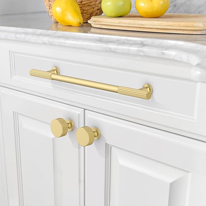 Amerdeco 10 Pack Brushed Gold Cabinet Pulls 7.5 Inch(192MM) Hole Centers Kitchen Cabinet Handles Hardware Kitchen Handles for Cabinets Cupboard Handles Drawer Pulls ZH0071