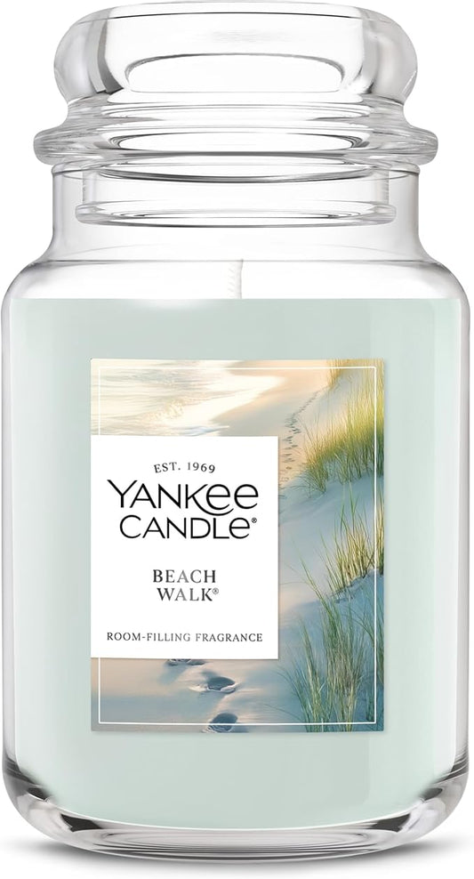 Yankee Candle Large Jar Scented Candle with up to 150 Hour Burn Time, Premium Plant Wax Blend for Consistent Burn, 22 oz Jar Candle with Room Filling Fragrance, Beach Walk