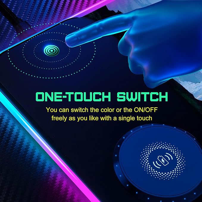 GIM 15W Wireless Charging RGB Gaming Mouse Pad, LED Mouse Pad 800x300x4MM, 10 Light Modes Extra Large Mousepad Non-Slip Rubber Base RGB Desk Mat for Gaming, MacBook, PC, Laptop, Desk (Planetary)