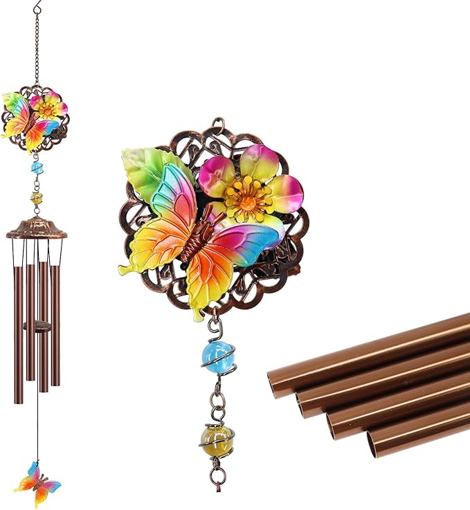 Butterfly Wind Chimes Outdoor Butterfly Gifts for Women/Men/Mom/Grandma/Wife Birthday Gifts Memorial Gift Metal WindChimes for Outside/Indoors, Home, Lawn, Porch, Patio, Garden Decor
