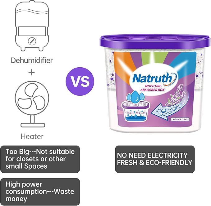NATRUTH Moisture Absorbers With Lavender Scent,12.5OZ*6-Pack Portable Closet Dehumidifier, Odor Eliminator Absorber Bucket,Humidity Absorber,Cleaner Air Dehumidifier for Closet,Bathrooms, Kitchen