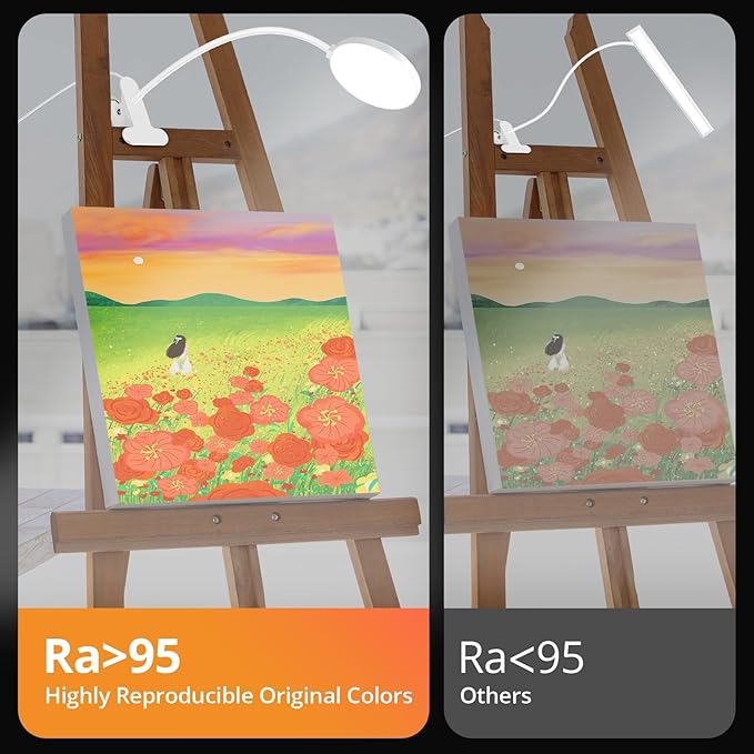 Reading Light with Remote, LED Desk Lamp Clip on [1H Timer & Nightlight] RA>95 Dimmable Flexible Gooseneck, Reading Lamp with Clamp for Table - 3.5'' (Adapter Included)