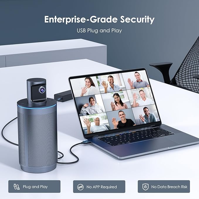 NexiGo Meeting 360 (Gen 2), 8K Captured AI-Powered Framing & Speaker Tracking, Plug & Play, 1080p HD 360-Degree Smart Video Conference Camera, 8 Noise-Cancelling Microphones