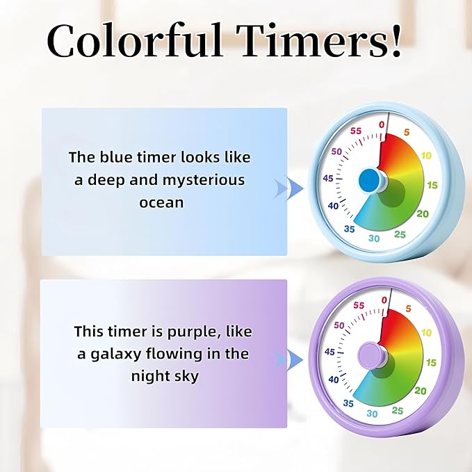 Visual Timer for Kids Adults, 60 Minutes Countdown Timer for Classroom, Office, Study, ADHD Tools for Kids Productivity Timer (Purple)