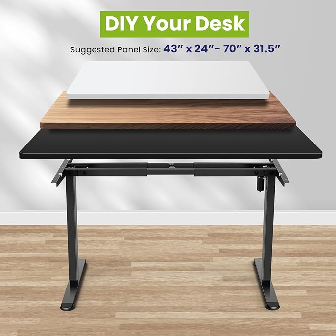 farexon Electric Standing Desk Legs, Adjustable Stand Up Desk Legs Dual-Beam Frame Workstation with Wheels, up to 71" x 32" Desktops, Ergonomic Table Base Workstation, Black Frame Only