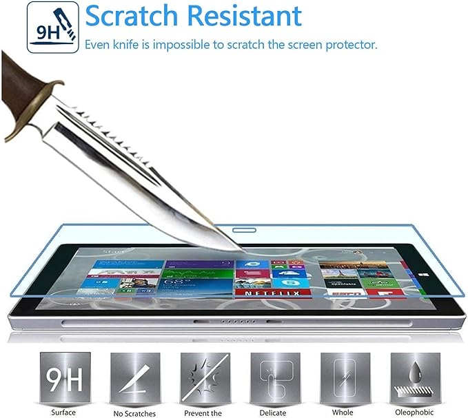 Adeway [2 Pack Tempered Glass Screen Protector for Microsoft Surface Pro 6-5-4, HD Clear, Precisely cut, Scratch Resistant, High Responsivity, 12.3 inch, No Bubble Easy Installation