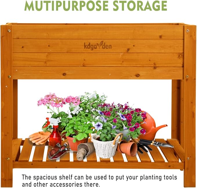 Raised Garden Bed 48"x24"x33" Large Wood Planter Box with Legs Outdoor Wooden Elevated Planters Raised Beds for Vegetable Flower Herb, Standing Gardening Box for Backyard, Patio, Deck