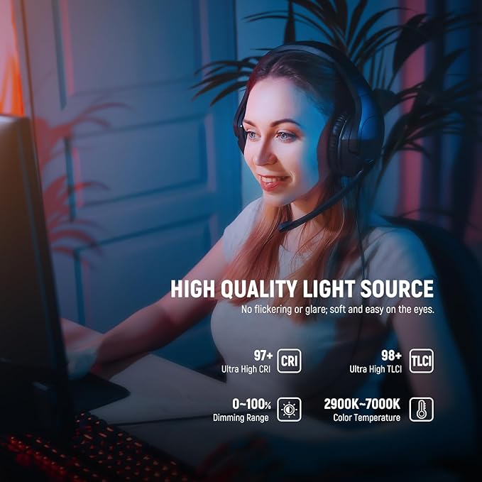 NEEWER 15.5" LED Streaming Key Light, Clamp on Desk Panel Video Lighting for Gaming Recording Zoom Call, CRI97+, 2.4G PC/Mac iOS/Android APP Control, Compatible with Elgato Stream Deck, GL1 PRO Black