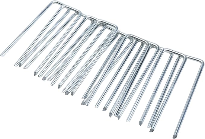 Finderomend 100 Pack Landscape Staples, 8" 11 Gauge Galvanized Steel Garden Stakes,Landscape Pins Turf Staples for Securing Weed Barrier Artificial Grass