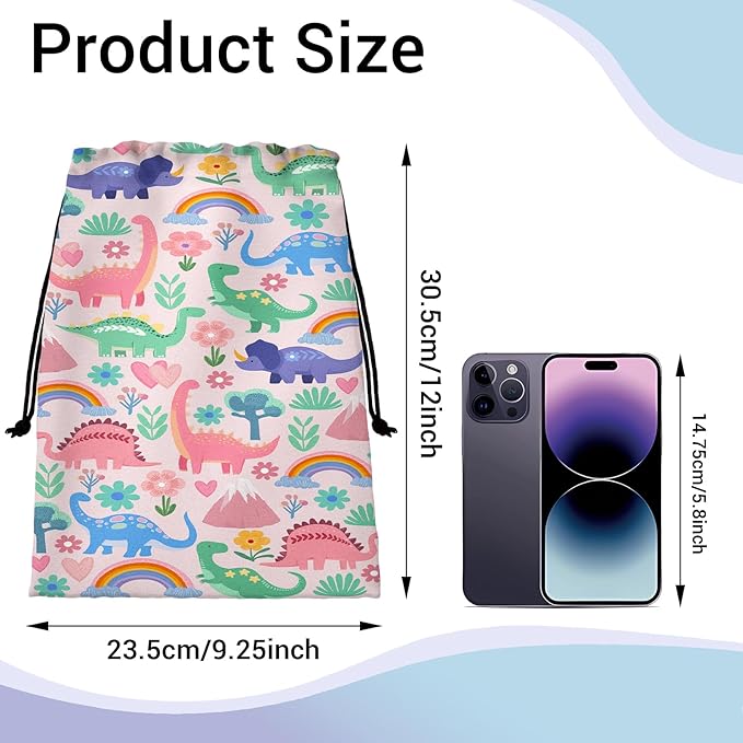 Cute Dinosaur Gymnastics Grip Bag Small Storage Pouch Portable Drawstring Bag Party Favor