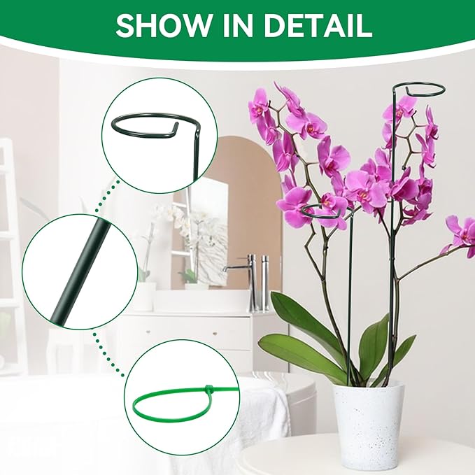 15 Pack Plant Stakes, 16.1 Inch Plant Support Stakes, Metal Garden Stakes 30 Twist Ties, Plant Sticks Support, Flower Stakes for Monstera, Tomato Seedling, Sunflower, Hydrangea Etc