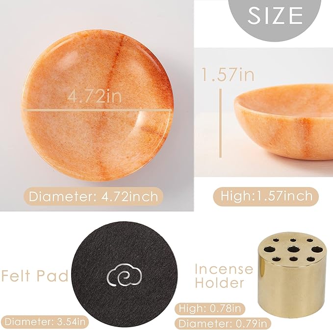 Rare Natural Red Marble Incense Holder, Astonishing Incense Burner for Meditation - Sunset Red