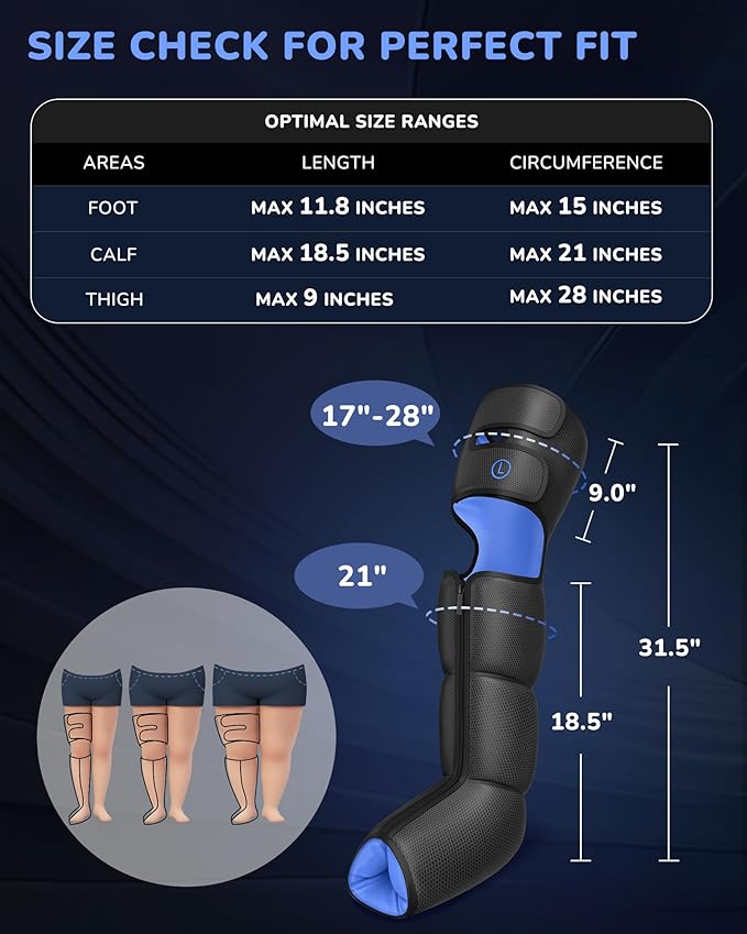 Leg Massager with Heat and Compression : Sequential Compression Boots with 6 Modes,9 Intensity and 3 Heat for Circulation and Pain Relief - Christmas Birthday for Mom, Dad, Athletes, Gym
