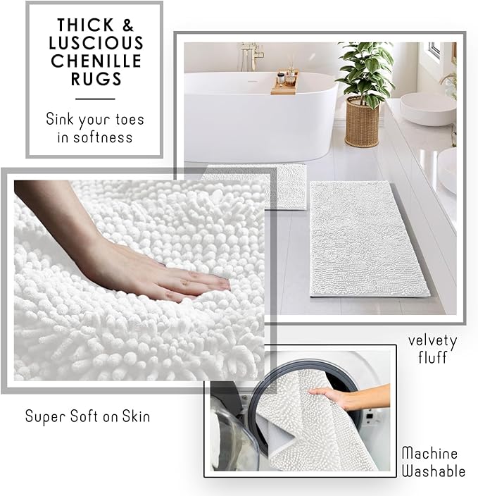 Clara Clark Bathroom Accessories Set - 22PC Bathroom Set, Bathroom Sets with Shower Curtain and Rugs, White Shower Curtain Set with Bathroom Trash Can