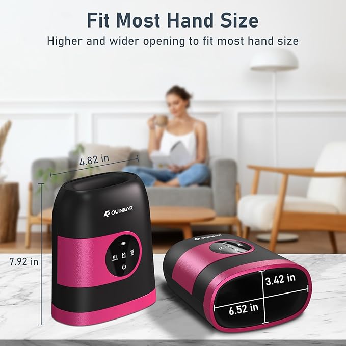QUINEAR Hand Massager - Cordless Hand Massager with Heat and Compression for Arthritis, Carpal Tunnel and Stiff Joints - Gifts for Women Men- FSA-HSA(Pink)