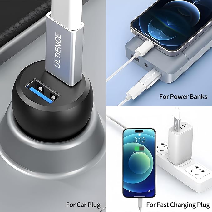 [10Gbps 2 Pack] USB A Male to USB C Female Adapter - USB 3.2 Converter High Speed 10Gbps Data Transfer & 60W Fast Charging, Compatible with Apple/iPhone/iPad