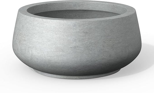 Kante 12.5" Dia Round Concrete Bonsai Planters, Outdoor Indoor Garden Plant Pot with Drainage Hole for Home, Patio, Garden, Concrete Gray