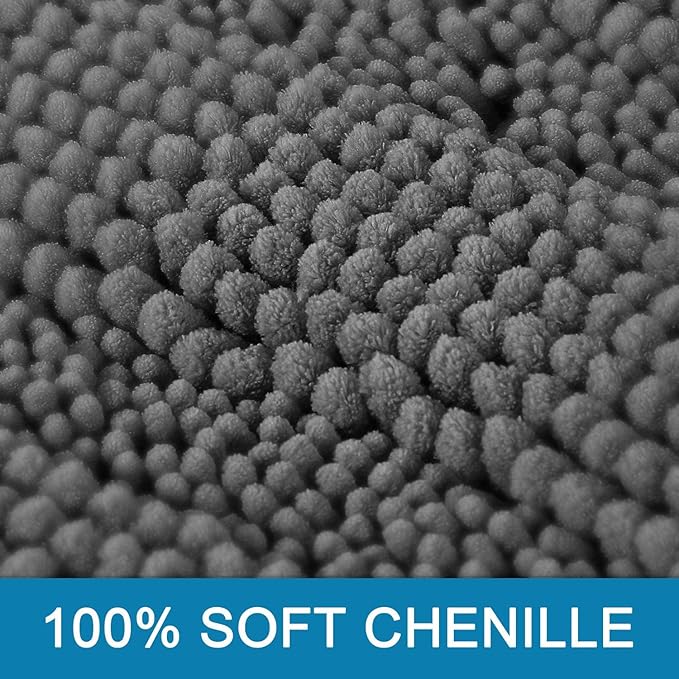 H.VERSAILTEX Bathroom Rugs Bath Rug Set 2 Piece Bathroom Contour Rug Toilet Mat Sets Non Slip Contour Bath Rug Ultra Thick Water Absorbent Striped Bath Mats Washable(20" x 32" Plus 20" x 20" U, Grey)