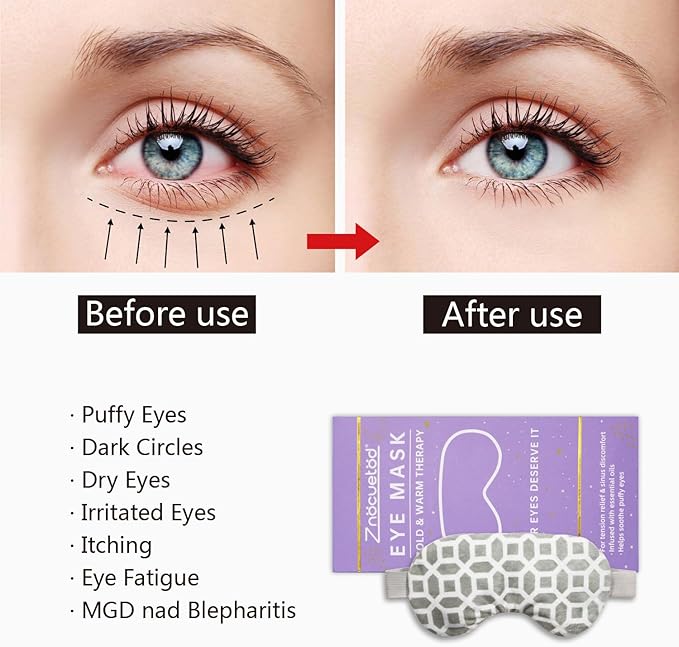2 in 1 Heated/Ice Eye Mask Moist Heat Eye Mask Lavender & Flaxseed Sinus Pillow Microwavable for Dry Eye,Styes,Sinus Pain,Headache,Migraine,Puffy or Swollen Eyes Irritated and Inflamed Eyelid Bumps