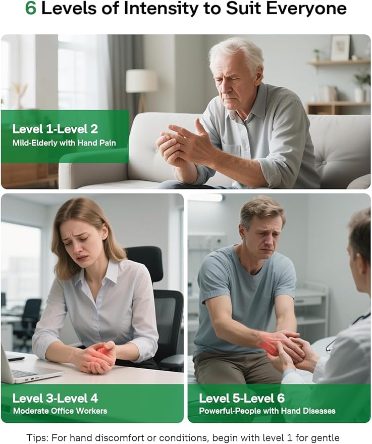 Hand Massager for Arthritis and Carpal Tunnel, 6 Modes 6 Intensities Hand Massager with Heat and Compression, Large LCD Display Full Hand & Wrist Massager, Gift for Women/Men, Office & Home Use