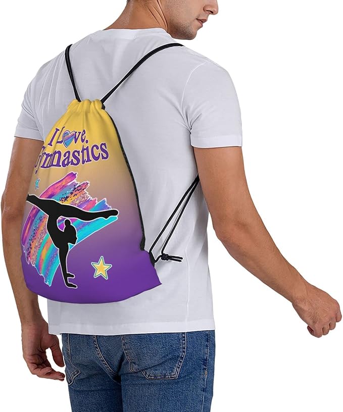 Gymnastics Drawstring Bags For Women Gymnast Drawstring Backpack Water Resistant String Bag Sports Gym Bag