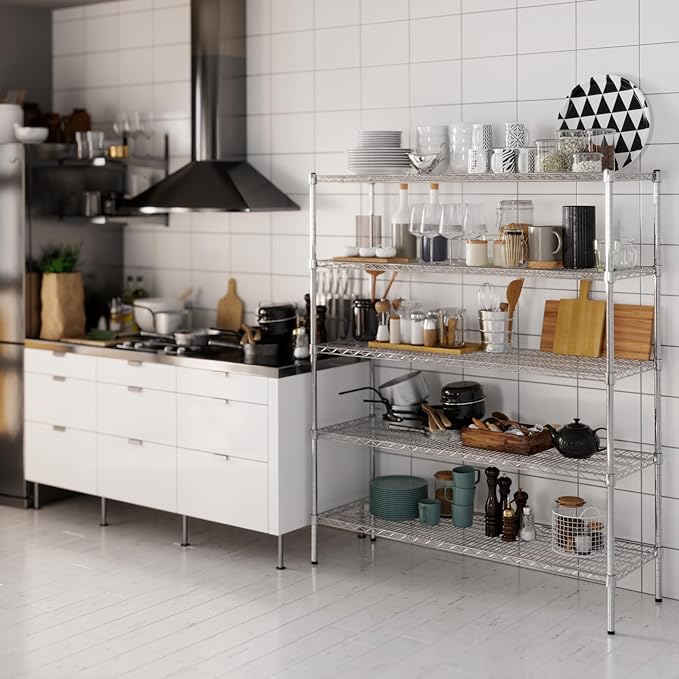 18" Deep x 54" Wide x 64" Height Wire Shelving Kit | 5-Tier | NSF Commercial Storage Rack Unit