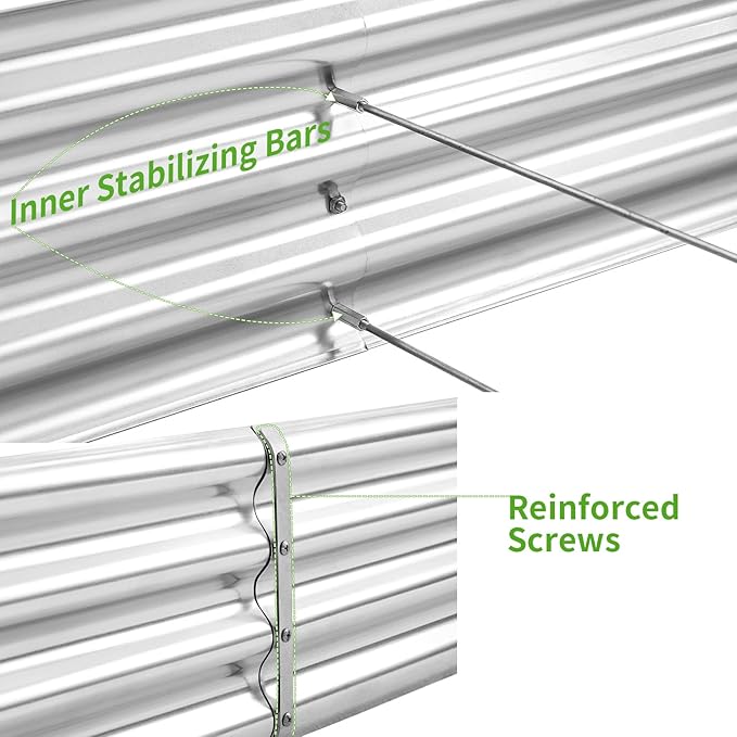 Land Guard 2 Pack 8×4×1ft Galvanized Metal Raised Garden Bed, Metal Planter Kit Box Outdoor for Deep-Rooted Vegetables, Flowers, Green and Herbs…