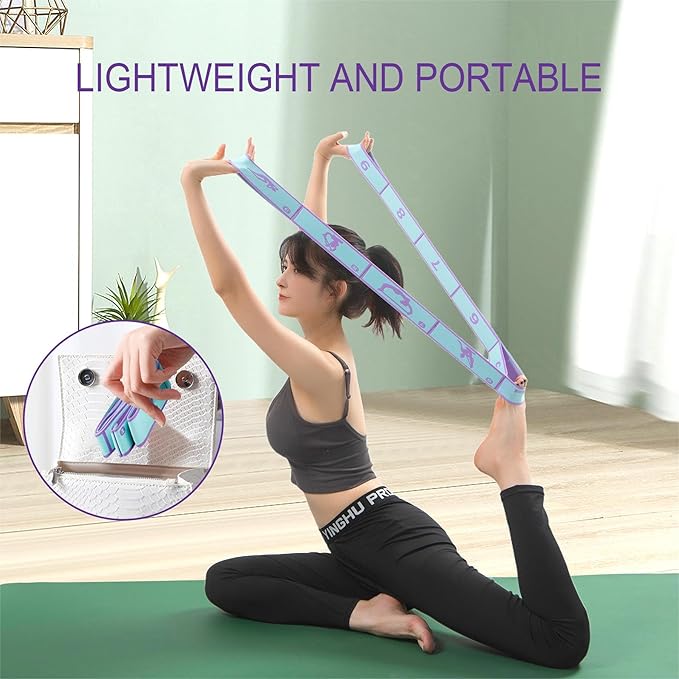 Yoga Straps for Stretching Strap Elastic for Physical Therapy Dance Yoga Pilates Gymnastics Exercise Flexible Pilates Stretch Band for Women Men