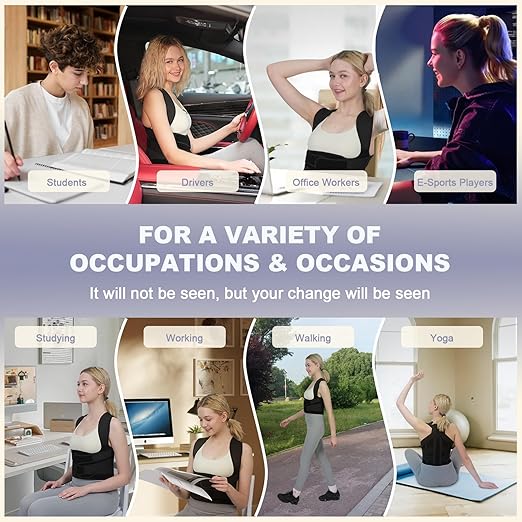 Posture Corrector for Women and Men Upgraded Back Brace, Adjustable Back Support for Upper and Lower Back Pain Relief, Shoulder Straightener for Hunchback, Scoliosis, Lumbar, Spine (Black, Large)