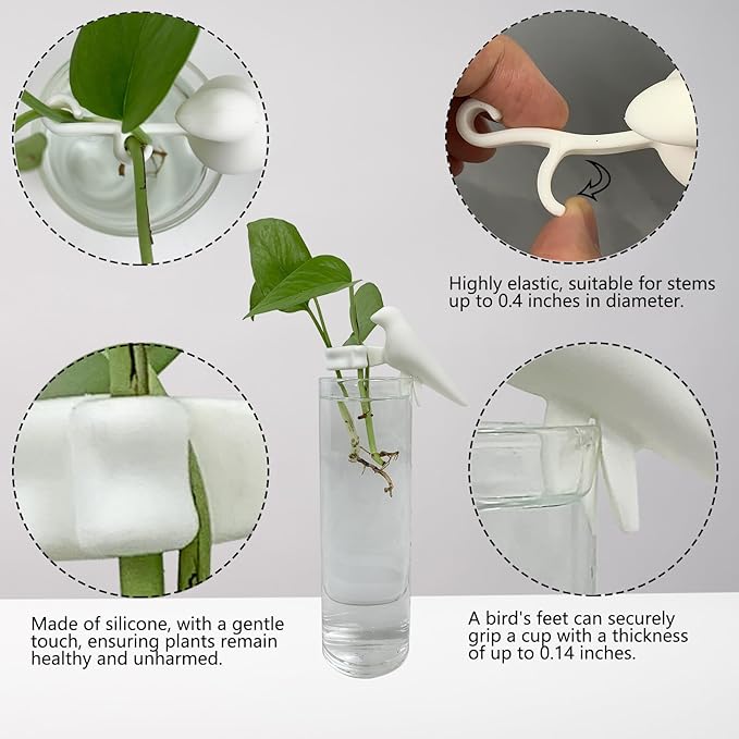 Plant Propagation Station-Plant Support for Cuttings, Shoots, Stems, and Sprouts, Plant Stem Support,Plant Propagation Buddy,2 Cute Gardening Gifts for Women,Propagation Vases for Plants. (2, White)