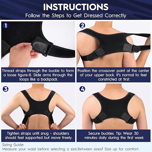 Back Brace Posture Corrector for Men Women - Bionic System Newly Adjustable Upper Back Support Shoulder Posture Brace, Back Straightener Neck Pain Relief 004-P