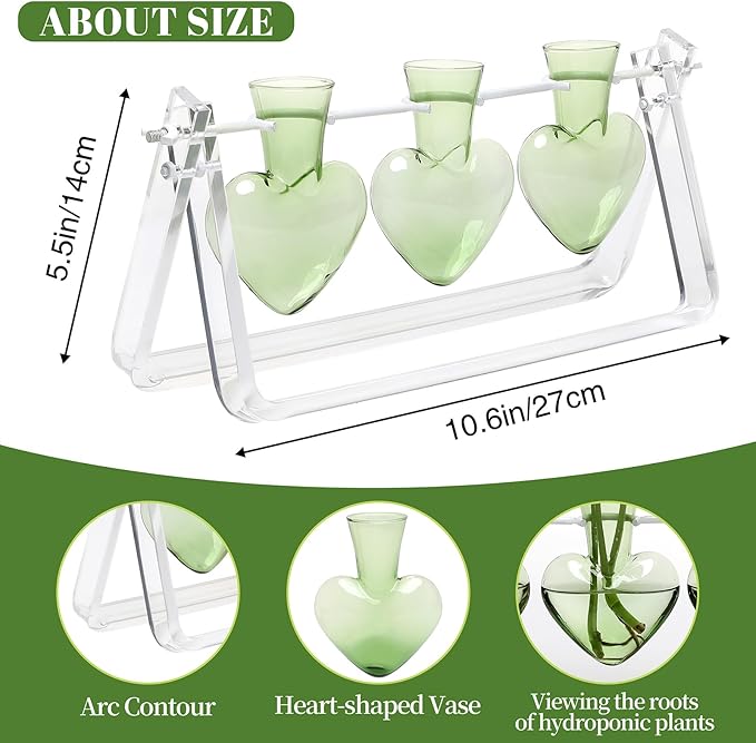 Clear Plant Terrarium Propagation Stations with Acrylic Stand Birthday Gifts for Women Office Home Decor