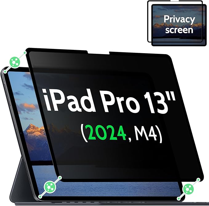 Privacy Screen Protector Compatible with iPad Pro 13 2024 7th Gen (A2925, A2926) Anti-Glare Blue Light Film Anti-Spy Filter, Bubble-Free Shield Easy Install Guard Removable Cover