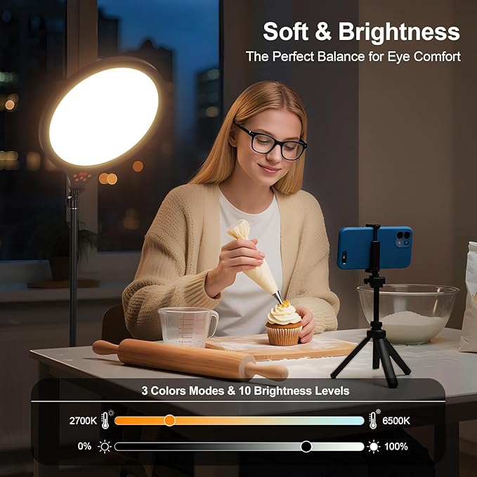 Ring Light with Stand and Phone Holder, 14" Professional LED Camera Lighting for Video Recording, Adjustable Height Content Creator Essentials Kit, Selfie Ring Light for TikTok YouTube